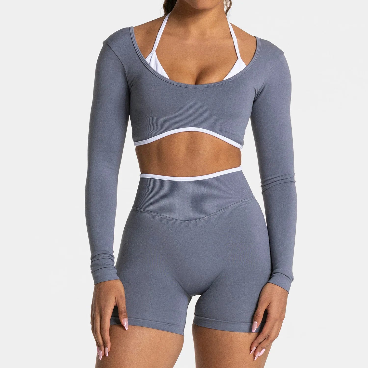Seamless Fake Two-piece Long Sleeved Yoga