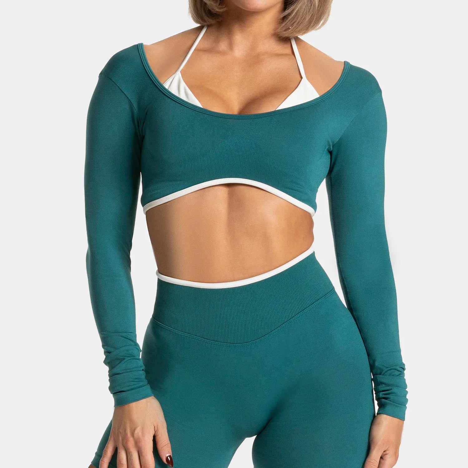 Seamless Fake Two-piece Long Sleeved Yoga