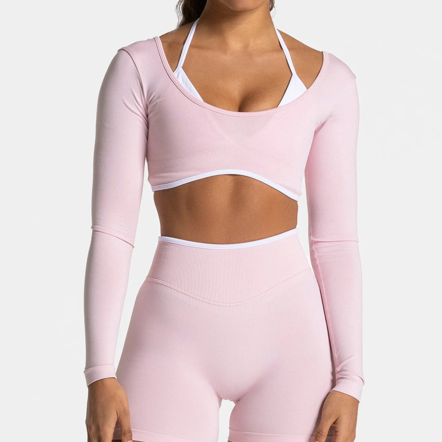 Seamless Fake Two-piece Long Sleeved Yoga