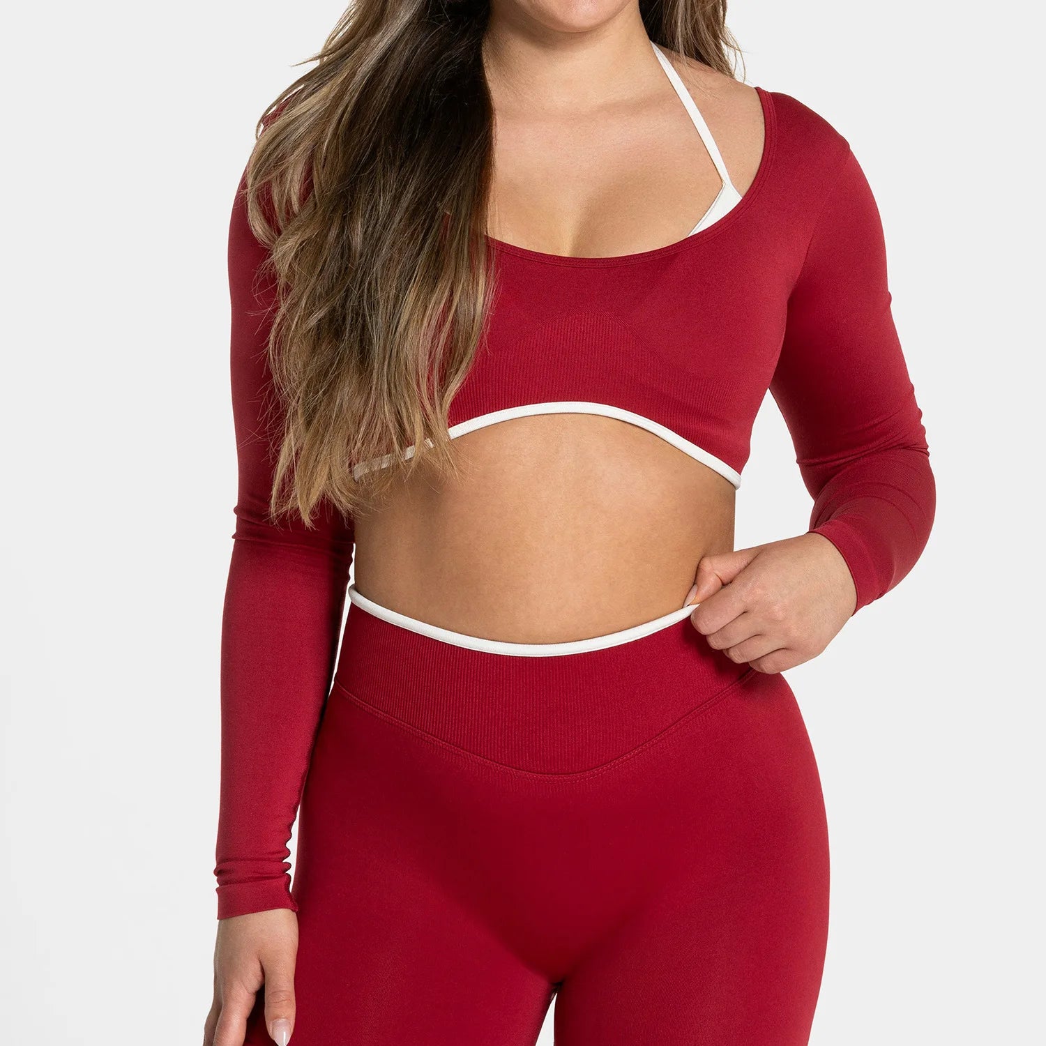 Seamless Fake Two-piece Long Sleeved Yoga