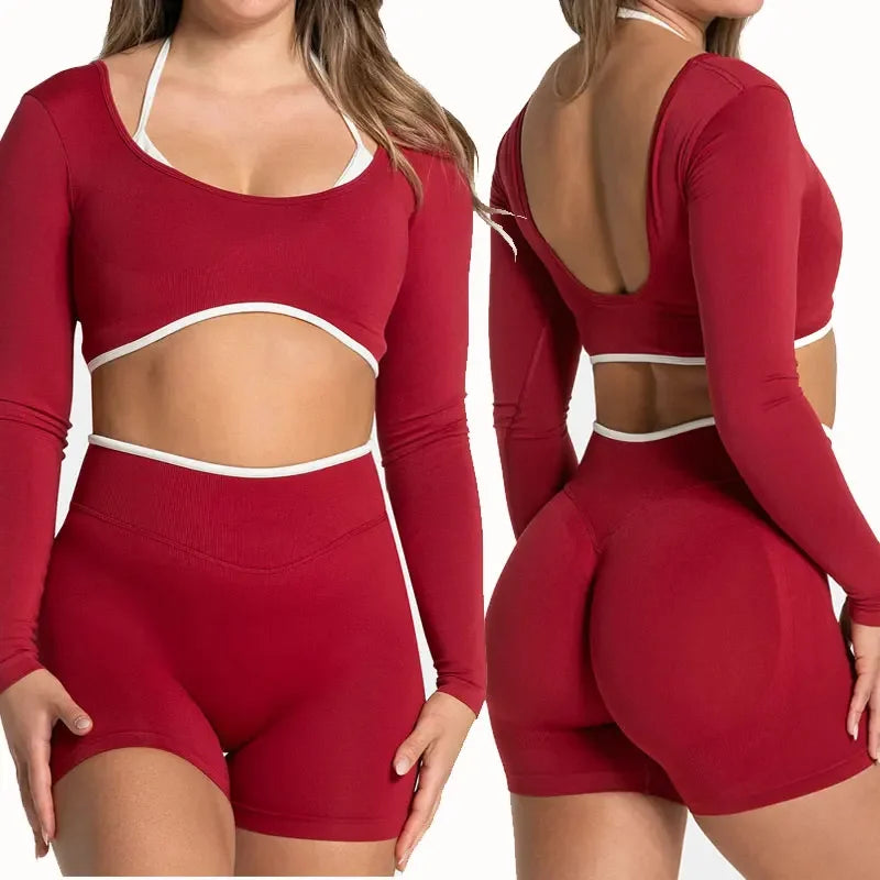 Seamless Fake Two-piece Long Sleeved Yoga