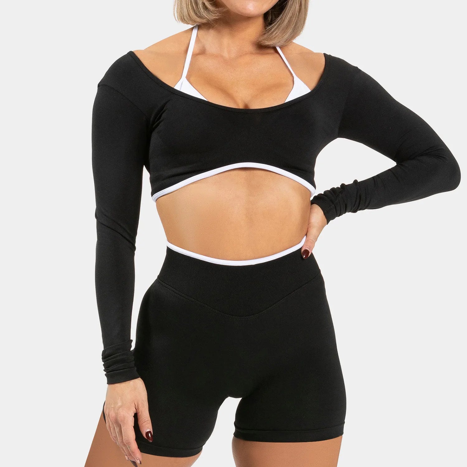 Seamless Fake Two-piece Long Sleeved Yoga
