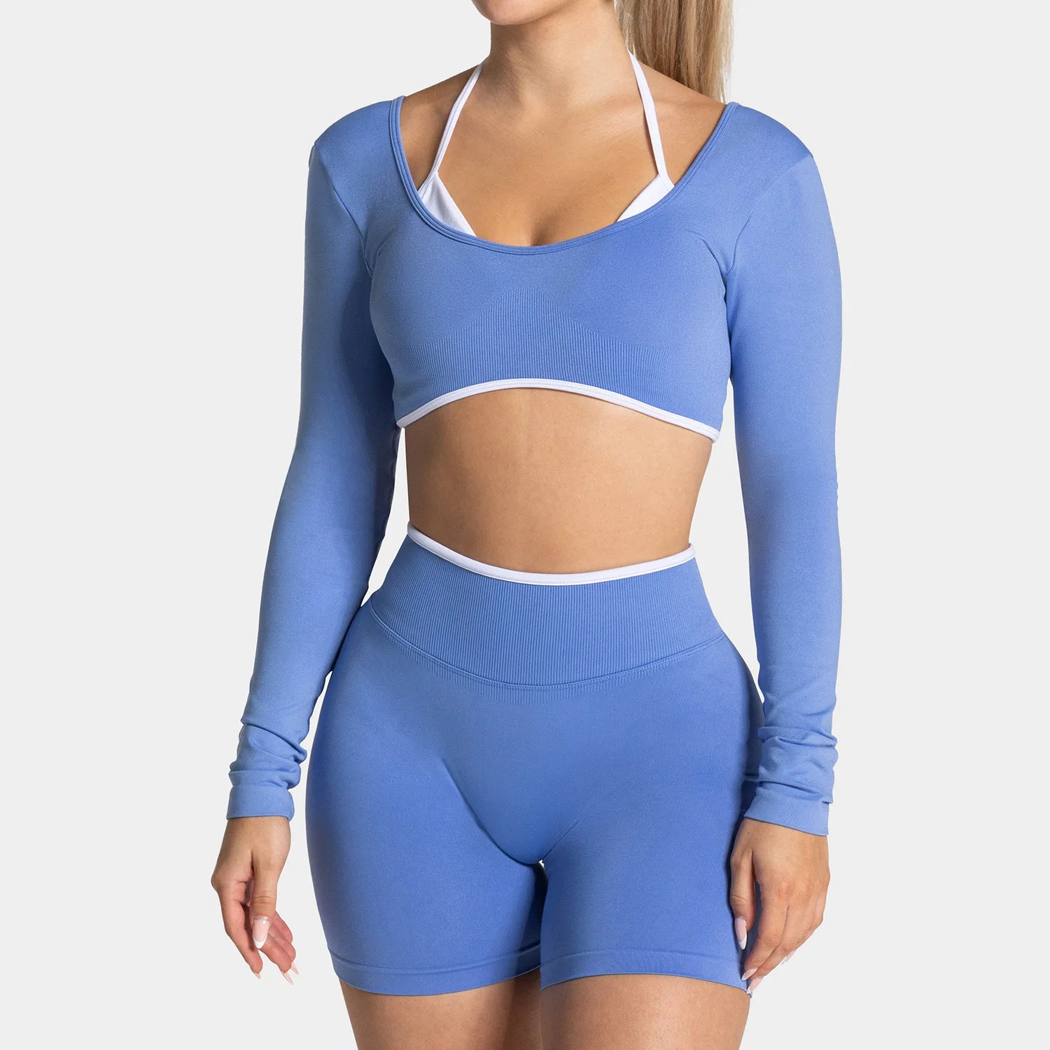 Seamless Fake Two-piece Long Sleeved Yoga