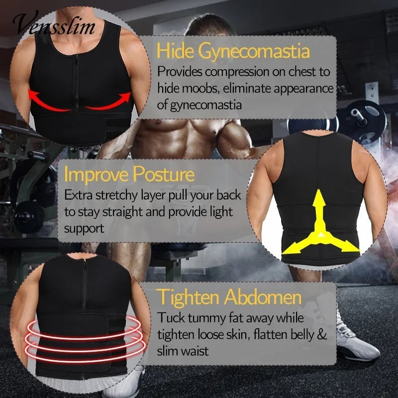 Men Body Shaper Waist Trainer Vest Sauna
