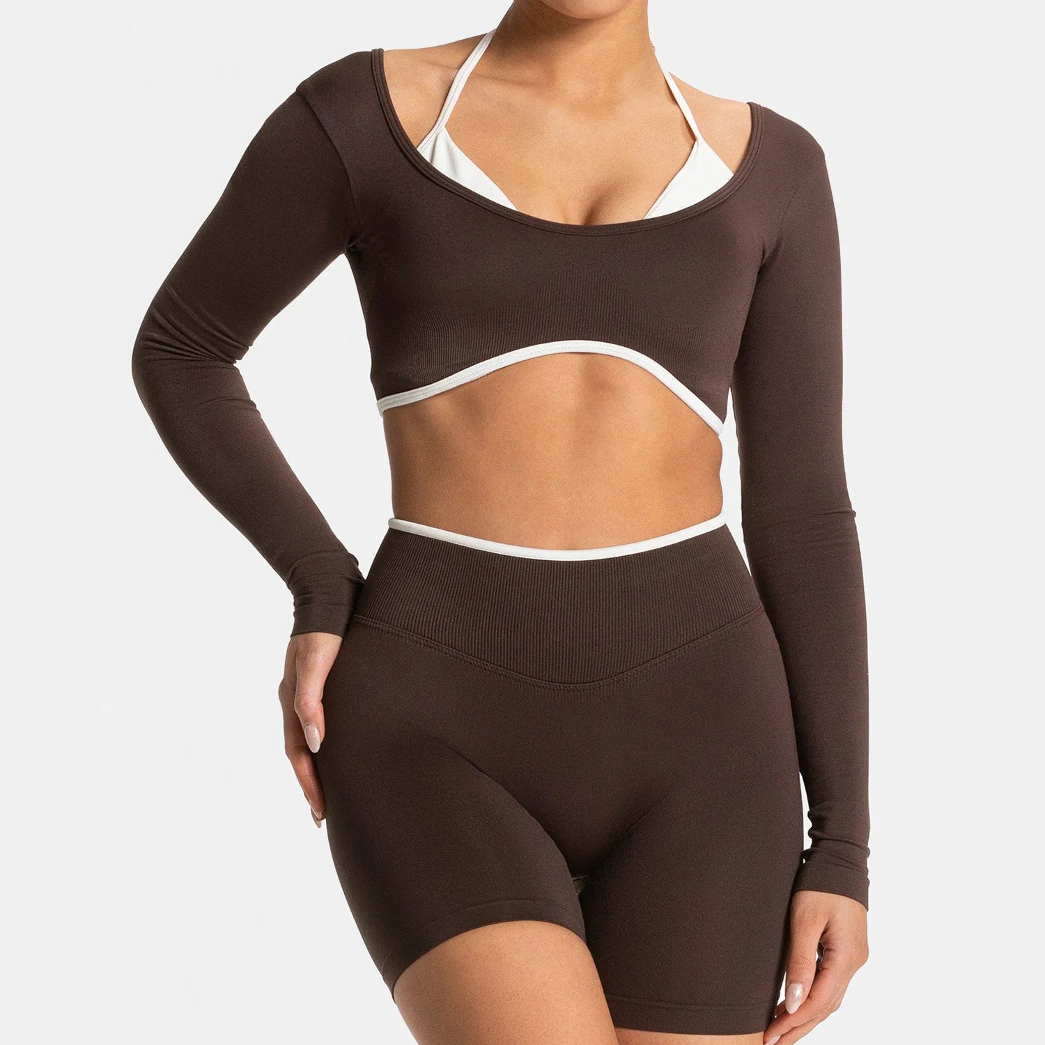 Seamless Fake Two-piece Long Sleeved Yoga