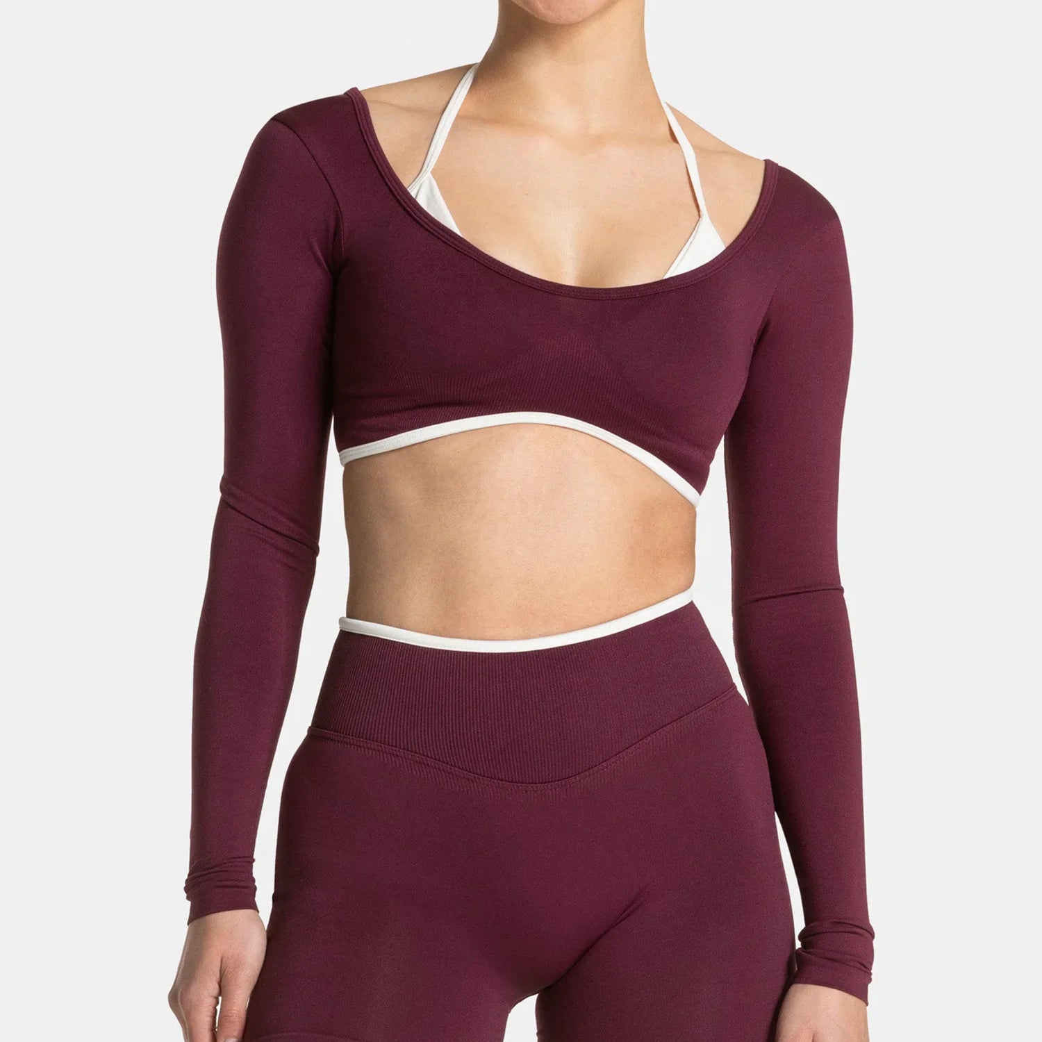 Seamless Fake Two-piece Long Sleeved Yoga