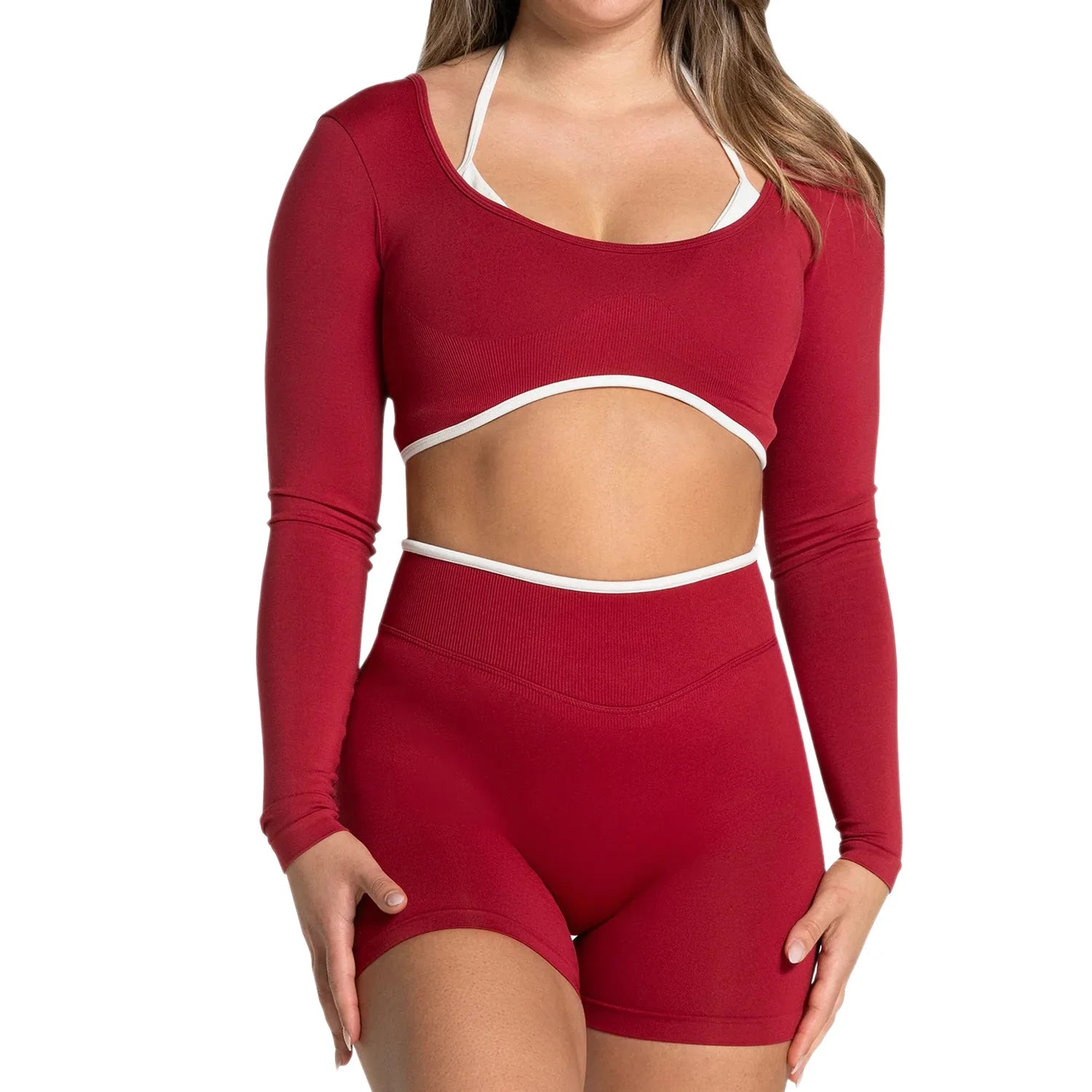 Seamless Fake Two-piece Long Sleeved Yoga