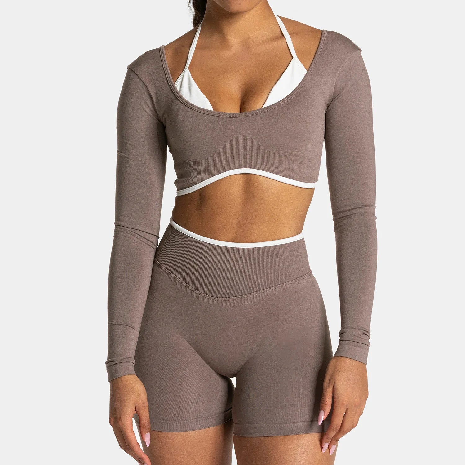Seamless Fake Two-piece Long Sleeved Yoga