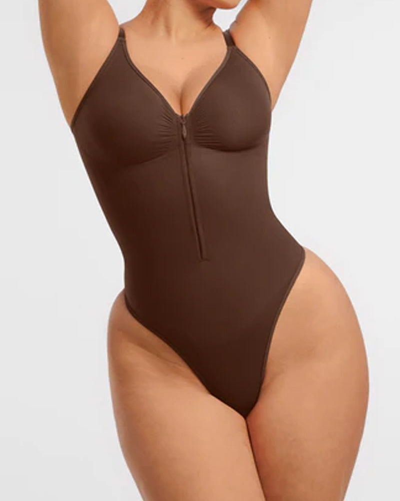 Seamless Covered Bust Jumpsuit Thong Bodysuit