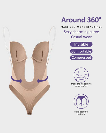 Strapless U Plunge Thong Bodysuit - Volutto