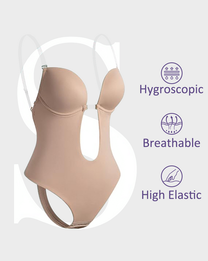 Strapless U Plunge Thong Bodysuit - Volutto