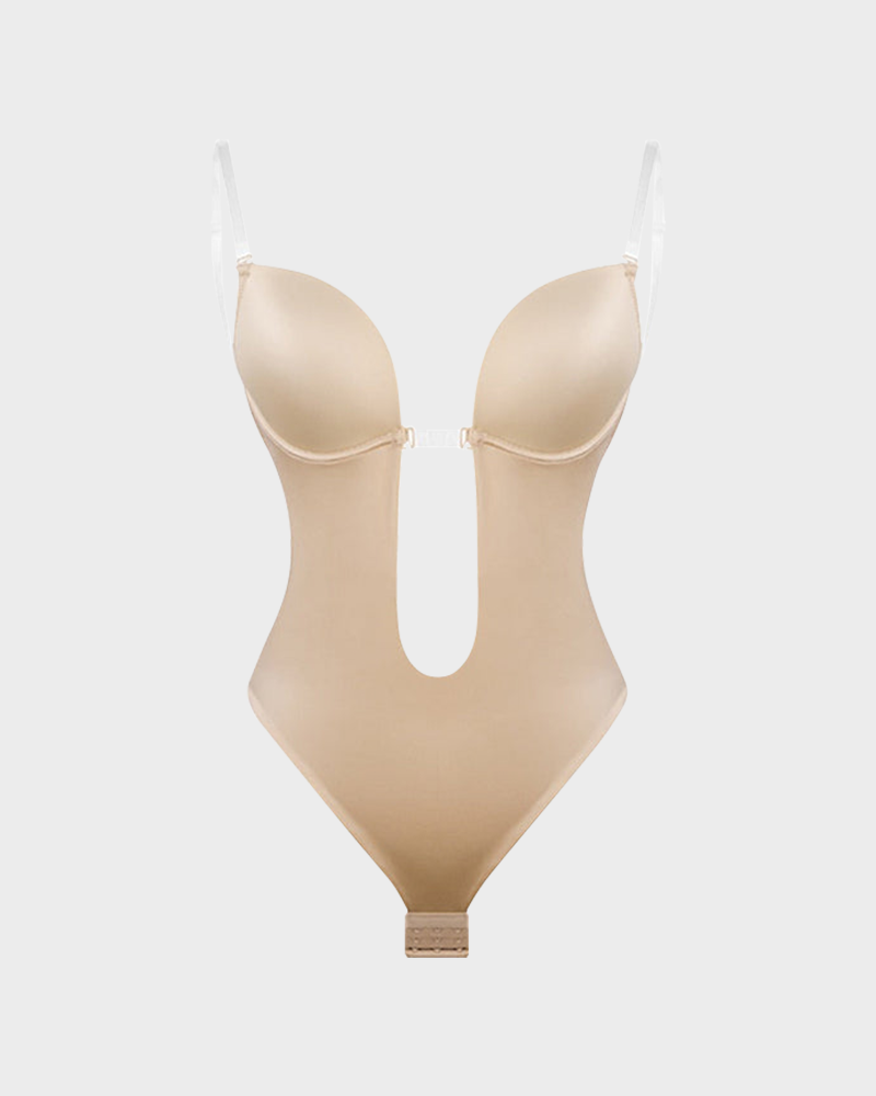 Strapless U Plunge Thong Bodysuit - Volutto
