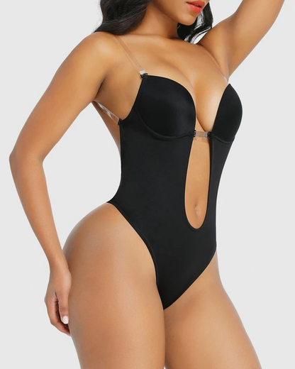 Strapless U Plunge Thong Bodysuit - Volutto