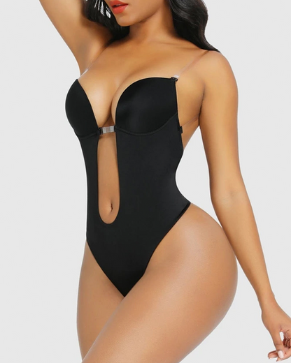Strapless U Plunge Thong Bodysuit - Volutto