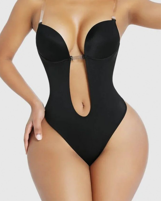 Strapless U Plunge Thong Bodysuit - Volutto