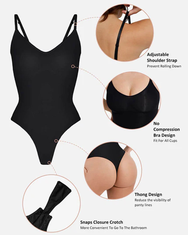 Tummy Control Bodysuit Seamless Sculpting Snatched Waist Body Suit Thong