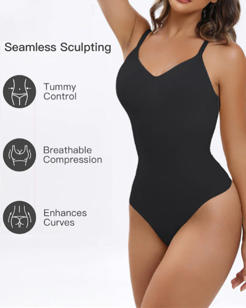 Tummy Control Bodysuit Seamless Sculpting Snatched Waist Body Suit Thong - Volutto
