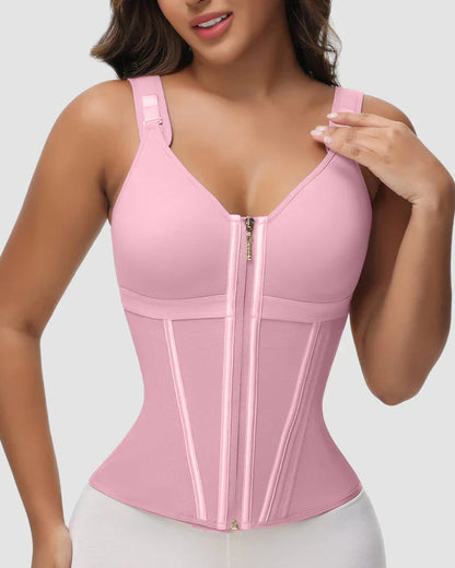 Double-Layer Tummy Control Waist Shaper Girdle With Bra - Volutto