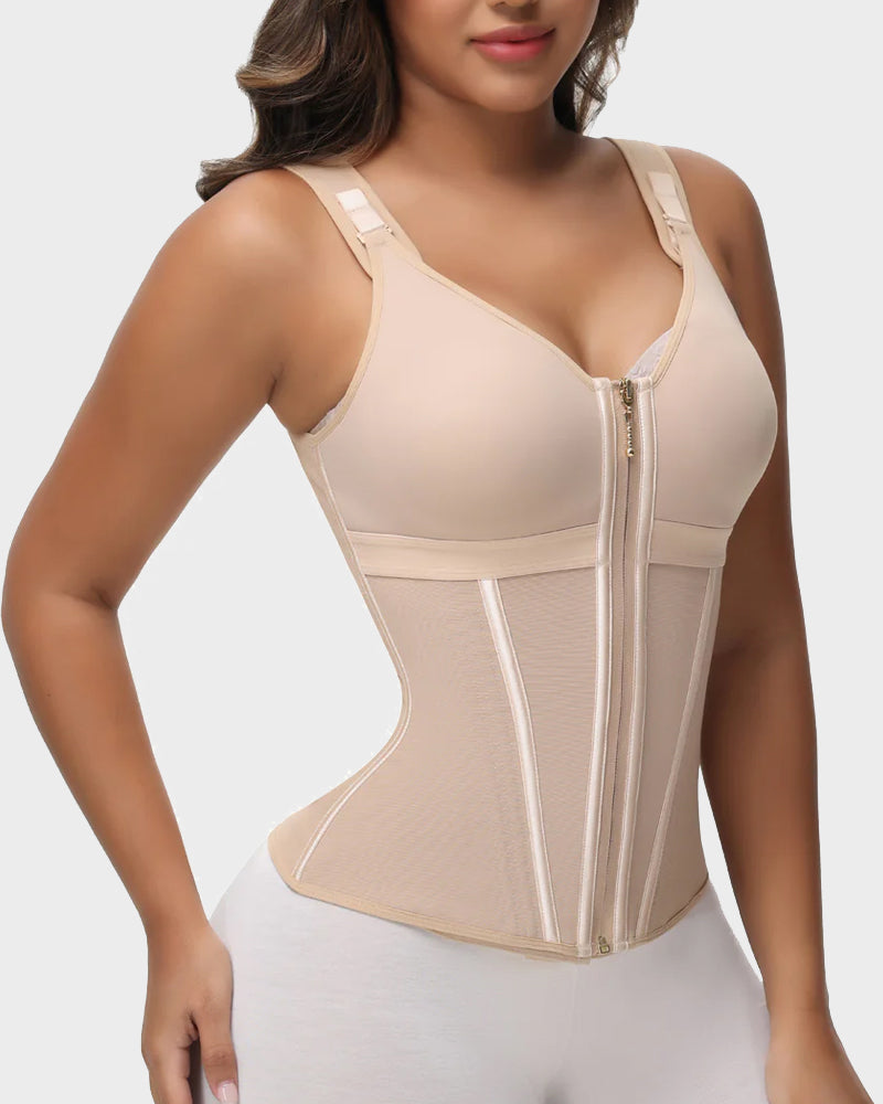 Double-Layer Tummy Control Waist Shaper Girdle With Bra - Volutto