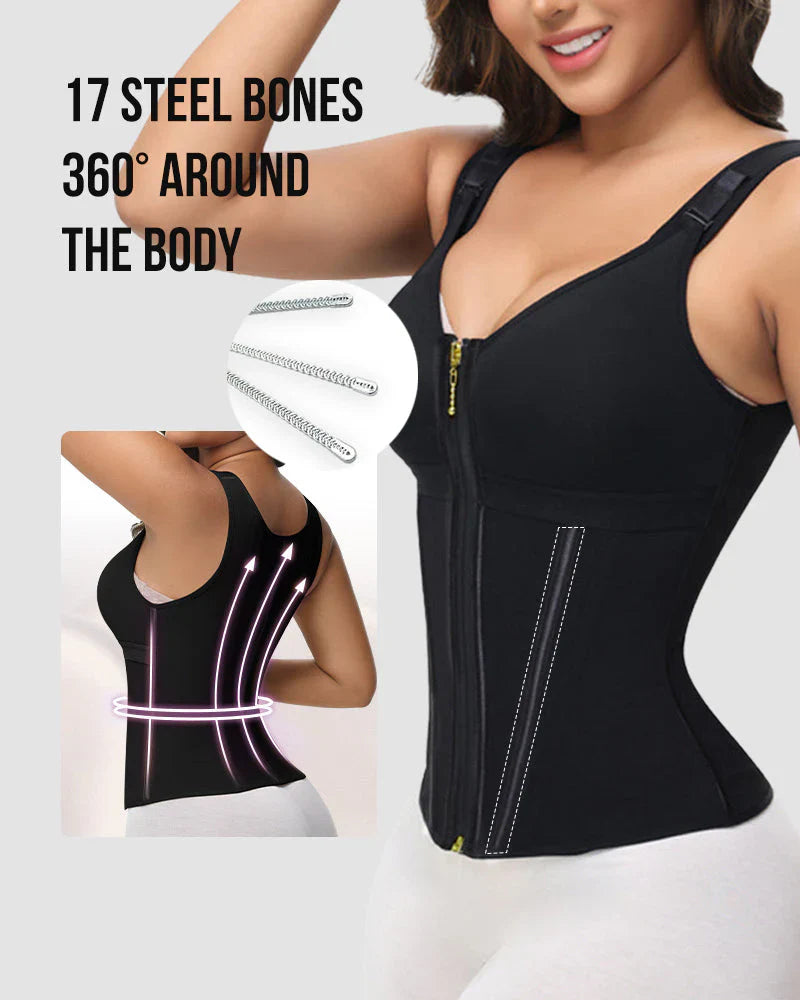 Double-Layer Tummy Control Waist Shaper Girdle With Bra - Volutto