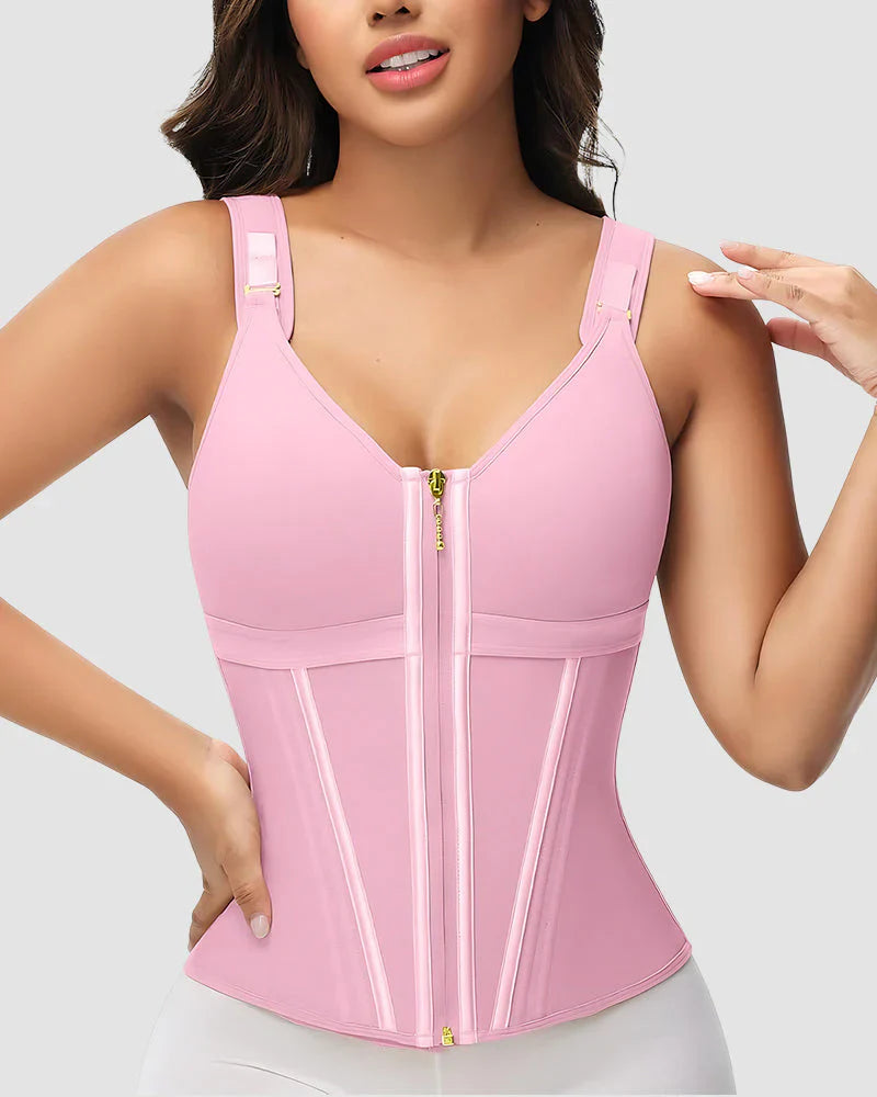 Double-Layer Tummy Control Waist Shaper Girdle With Bra - Volutto