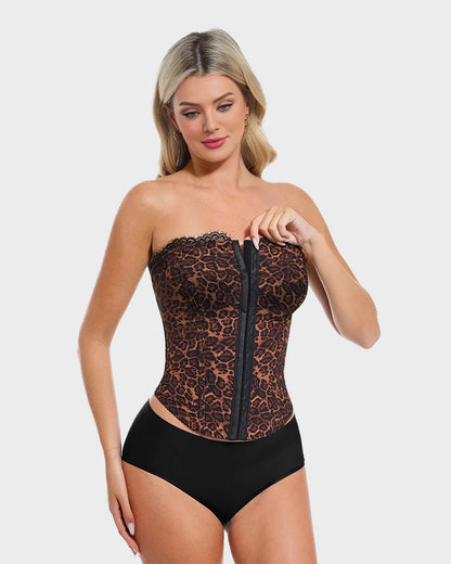 Sexy Leopard Shaping Corset Top With Tummy Control - Volutto