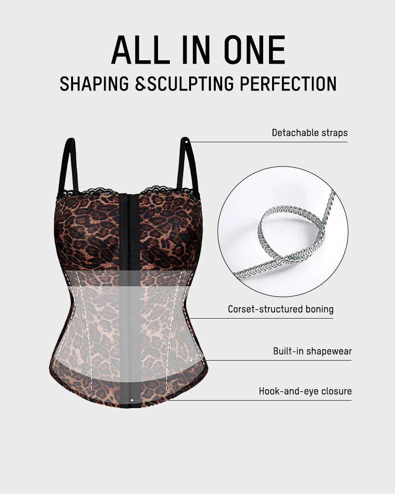 Sexy Leopard Shaping Corset Top With Tummy Control - Volutto