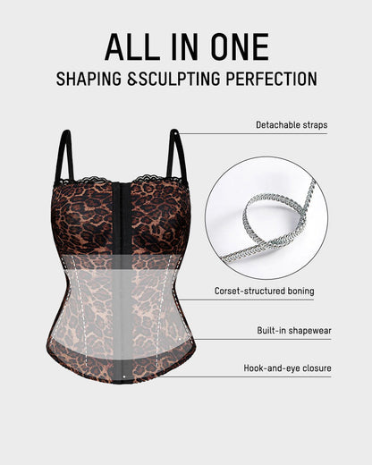 Sexy Leopard Shaping Corset Top With Tummy Control - Volutto