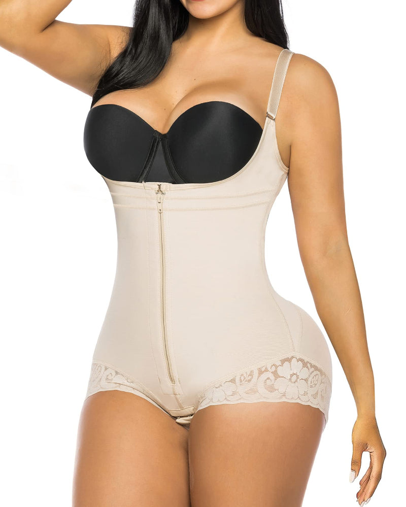 Tummy Control Colombian Open Bust Body Shaper Slimmer Bodysuit - Volutto