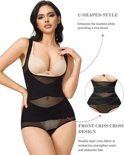 Mesh Tummy Tuck Body Triangle Shapewear - Volutto