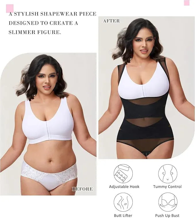 Mesh Tummy Tuck Body Triangle Shapewear - Volutto