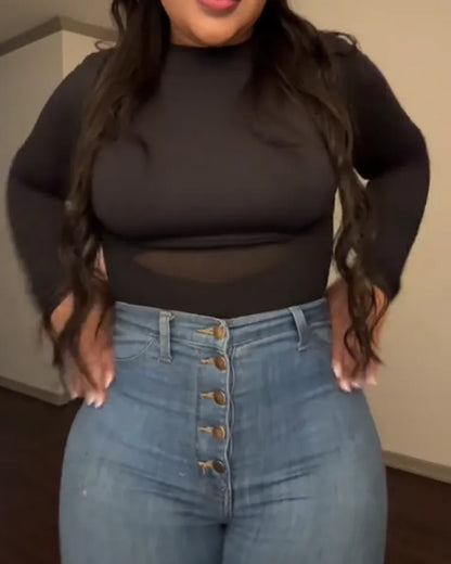 Mesh Tummy Tuck Body Triangle Shapewear - Volutto