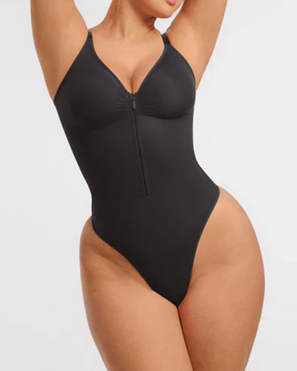 Seamless Covered Bust Jumpsuit Thong Bodysuit - Volutto