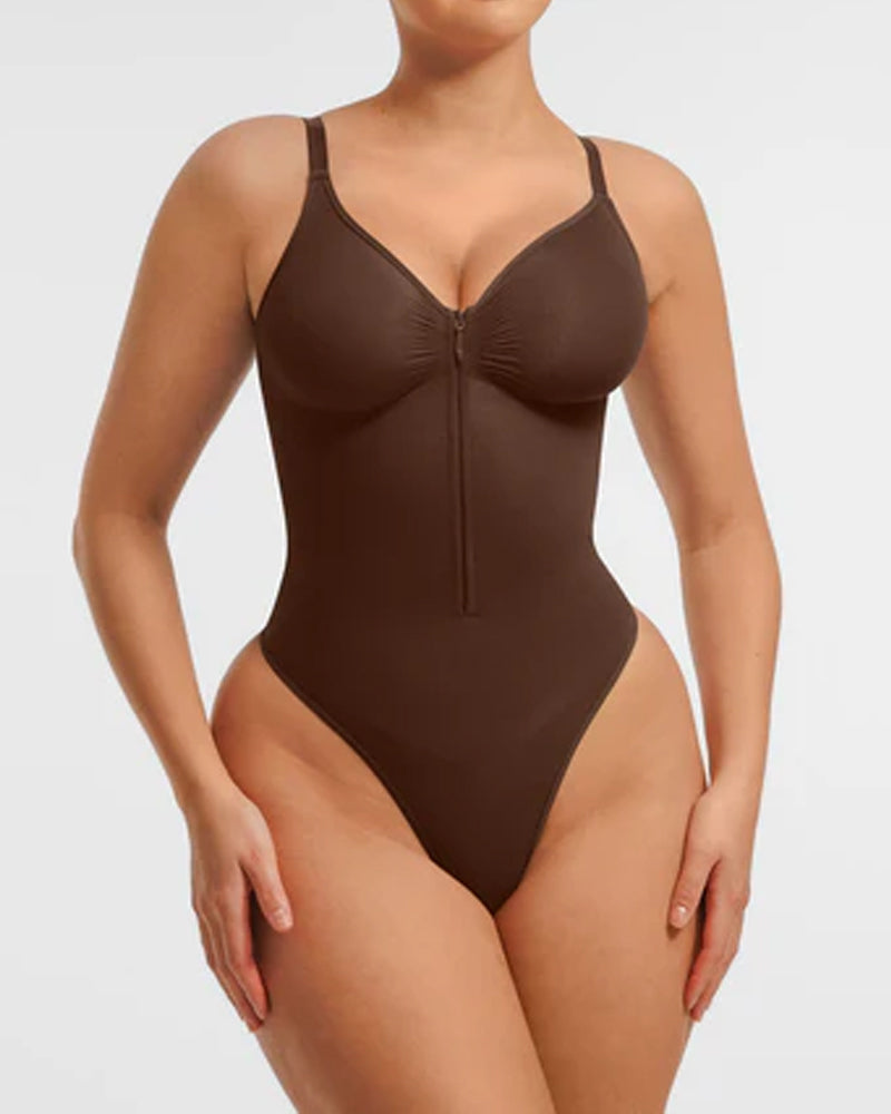 Seamless Covered Bust Jumpsuit Thong Bodysuit - Volutto