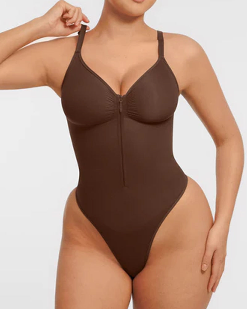 Seamless Covered Bust Jumpsuit Thong Bodysuit